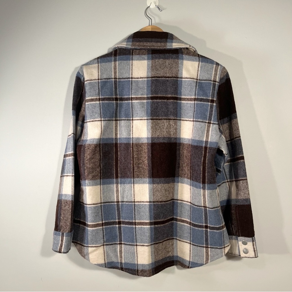 Ella Rose Plaid Wool Blend Snap Shirt Jacket Size S - Picture 2 of 6